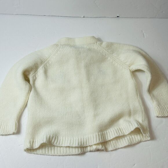 Vintage Julius Berger White Baby Knit Sweater Size 0-3 Months Button Front Korea - Picture 6 of 6